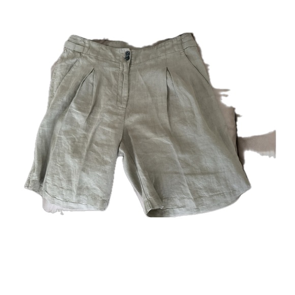 120% Lino Military Green Women’s Linen Bermuda Shorts